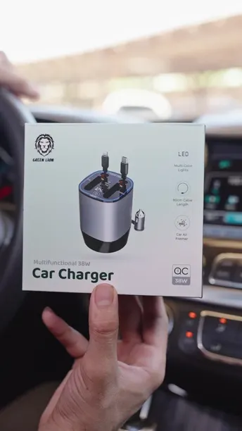 Green Lion Multifunctional 38W Car Charger - Grey (GNSMTCARCGY)
