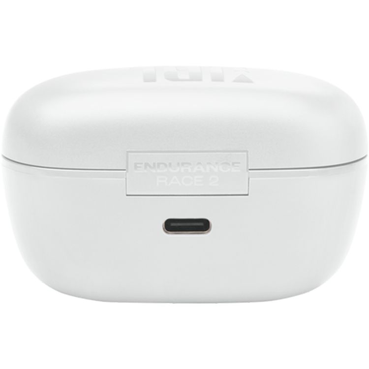 JBL Endurance Race 2 Earbuds with 4 Microphones, 48 Hours Battery Life, Waterproof & Dustproof, Active Noise Cancelling with Smart Ambient Technology, 6.8mm Driver Size, Bluetooth Version 5.3, USB-C Charging Port - White