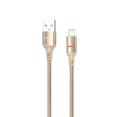كابل بورودو USB-A إلى Lightning مع ضوء LED، تيار 2.4 أمبي...