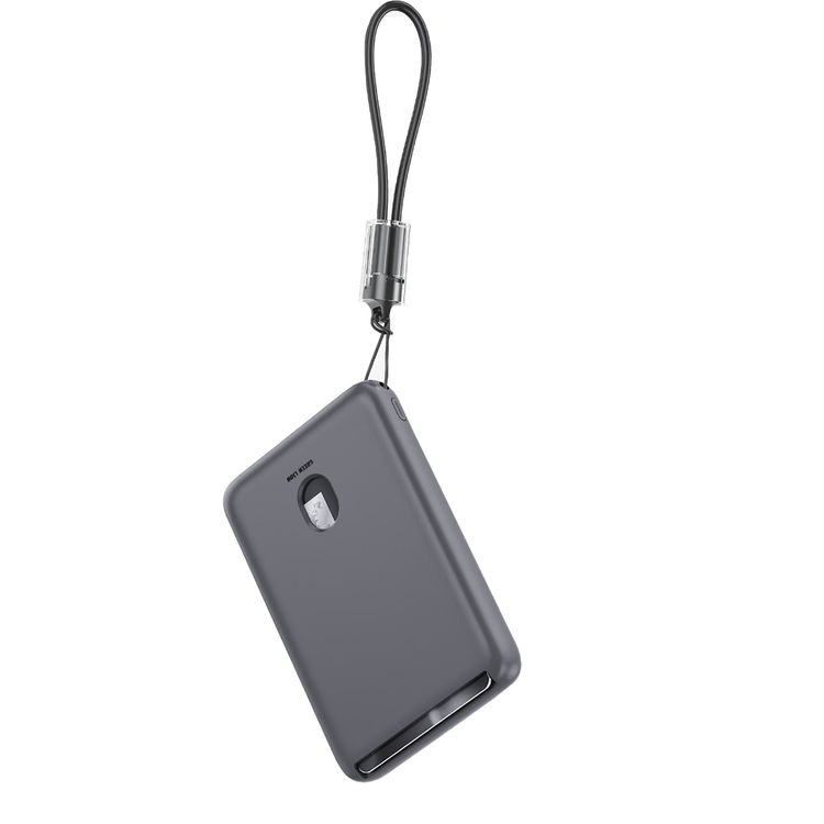 Green Lion Vetra 5000mAh Power Bank with USB-C to USB-C Cable Strap, 20W Power Delivery, Fast Charge Support, MagSafe Compatible, Multiple Protection - Gray