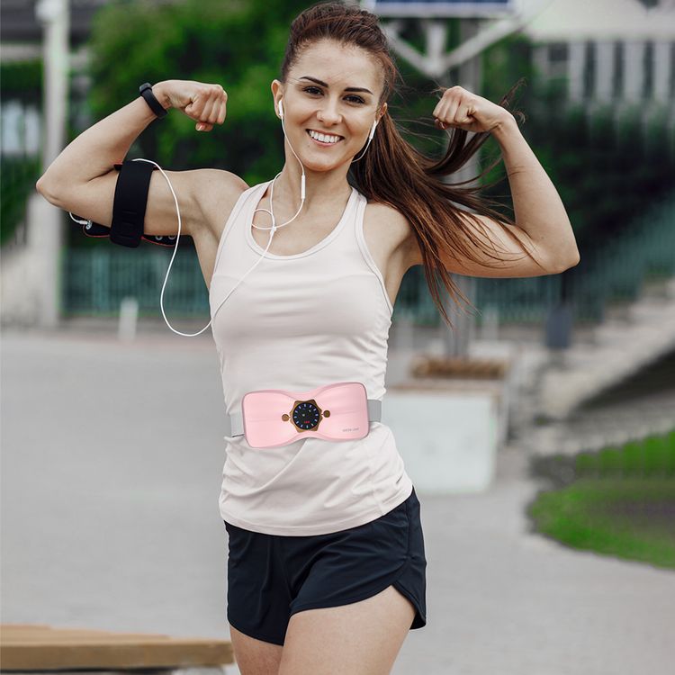 وسادة تدفئة حيض من جرين ليون فلورا مع 4 أوضاع تدفئة، 4 أوضاع اهتزاز، مصنوعة من مادة ABS وقماش قطيفة، بسعة بطارية 2500mAh، حزام قابل للتعديل من 70-120 سم، منفذ شحن نوع-C، وقت شحن 3 ساعات، وقت عمل 3 ساعات، شاشة عرض رقمية ذكية - لون وردي.