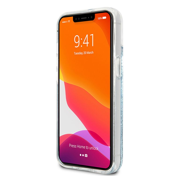 CG MOBILE Guess Liquid Glitter Case with 4G Electroplated Logo Compatible for iPhone 13 (6.1") Anti-Scratch, Easy Access to All Ports, Shock Absorption