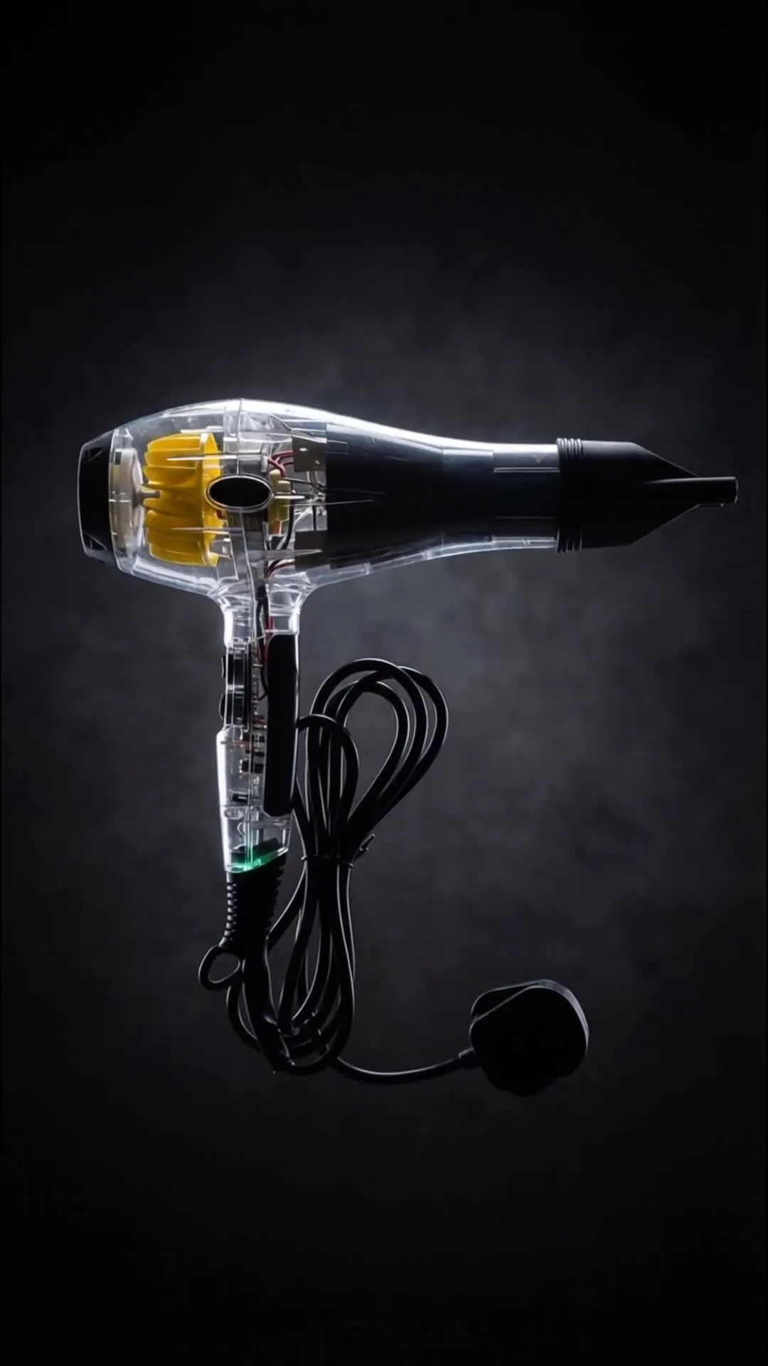 Porodo Lifestyle Crystal Shell Hair Dryer with 3 Airflow Modes, 2000W Rated Power, Removable Filter, Overheating Protection, 2 Speed Levels - Black