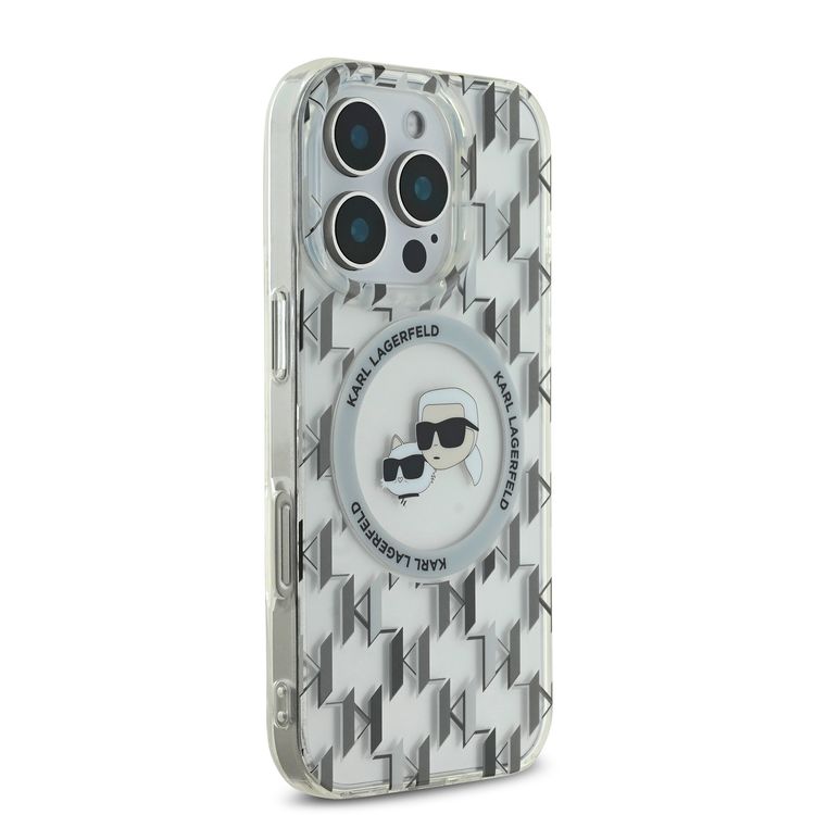 Karl Lagerfeld Magsafe IML Hard Case for iPhone 16 Pro Max with Karl & Choupette Heads, Slim Profile, Easy Snap-on, Drop Protection, Magsafe Compatible, Sustainable Packaging - Transparent
