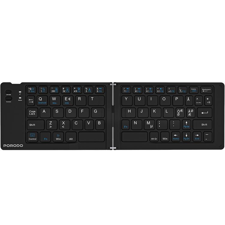 Porodo 6-in-1 Keyboard & Mouse Set with Magnetic Cable, Phone Stand & Travel Case, Dual Connectivity Mode, Multi-Device Connection, 10m Operating Distance - Black 