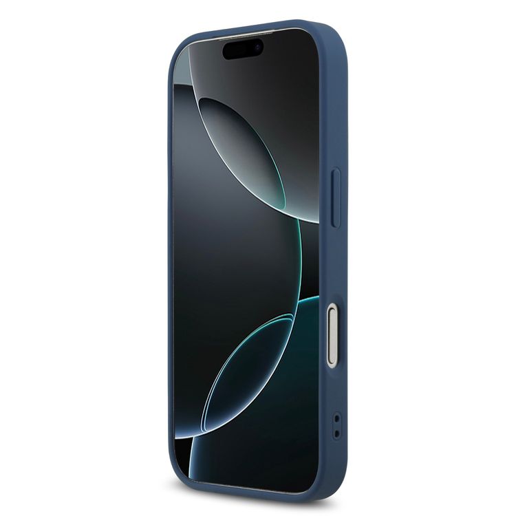 غطاء MagSafe 4G بجلد PU مع شعار مثلث لهاتف iPhone 17 Pro Max، تصميم نحيف، حماية من السقوط، قبضة مريحة، تغليف مستدام، تصميم خفيف الوزن، سهل التركيب - أزرق