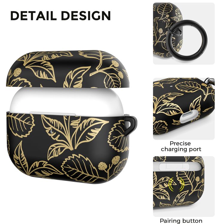 AhaStyle Premium TPU IMD Patterns Case with Anti-Lost Ring Compatible for AirPods Pro, Scratch Resistant, Shock Absorption, Drop Protection, & Dustproof Protective Hard Shell