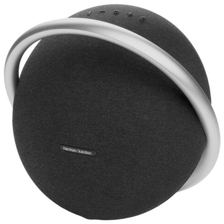 Harman Kardon Portable Bluetooth Speaker Onyx Studio 8 with Elegant Design, Self-Tuning, Eco-friendly Materials, Built-in Dual Microphone, Stereo Sound with Two Speakers - Black