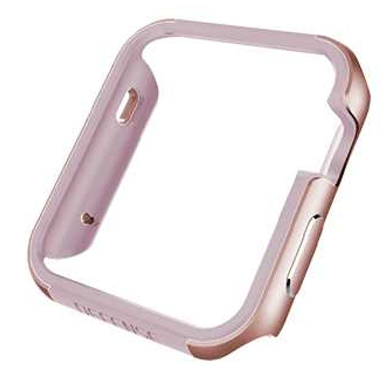 X-Doria Defense Edge Case Compatible for Apple Watch 44mm - Anti-Scratch - Impact Protection - Easy Snap-on Design - Soft Rubber Lining -  Rose Gold (Machined Metal Guard)