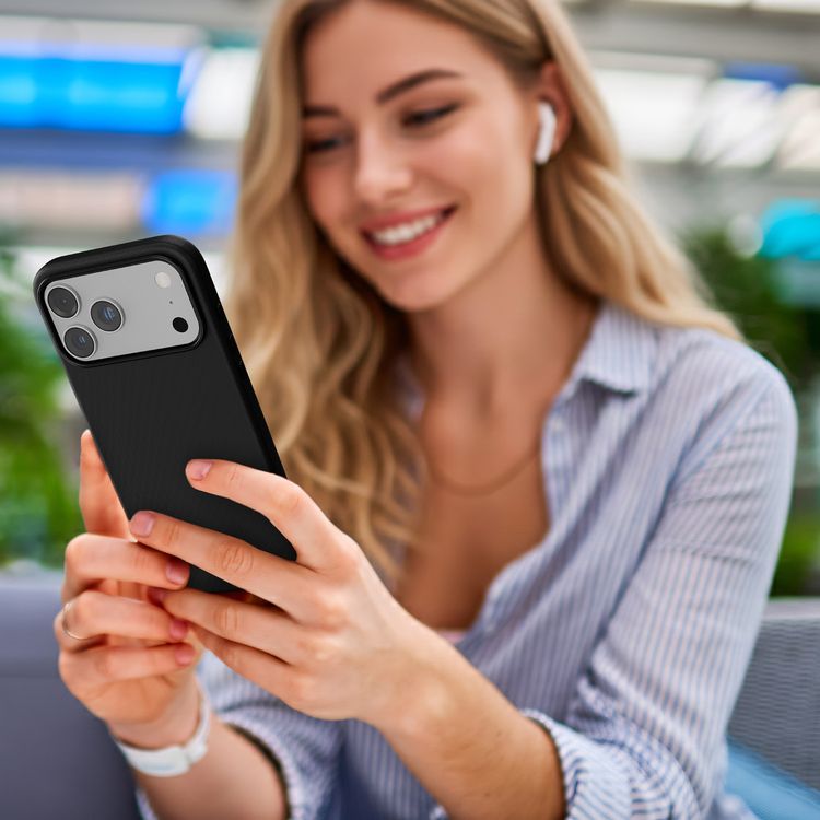 Cannes PU Leather Case for iPhone 17 Pro with Strong Magnets, Shock-Resistant Bumper, MagSafe Compatibility, 5ft. | 1.5m Drop-Tested, Soft PU Leather Material - Black