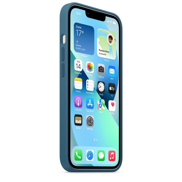 Apple Silicone Case with MagSafe Compatible for iPhone 13 (6.1") – Blue Jay