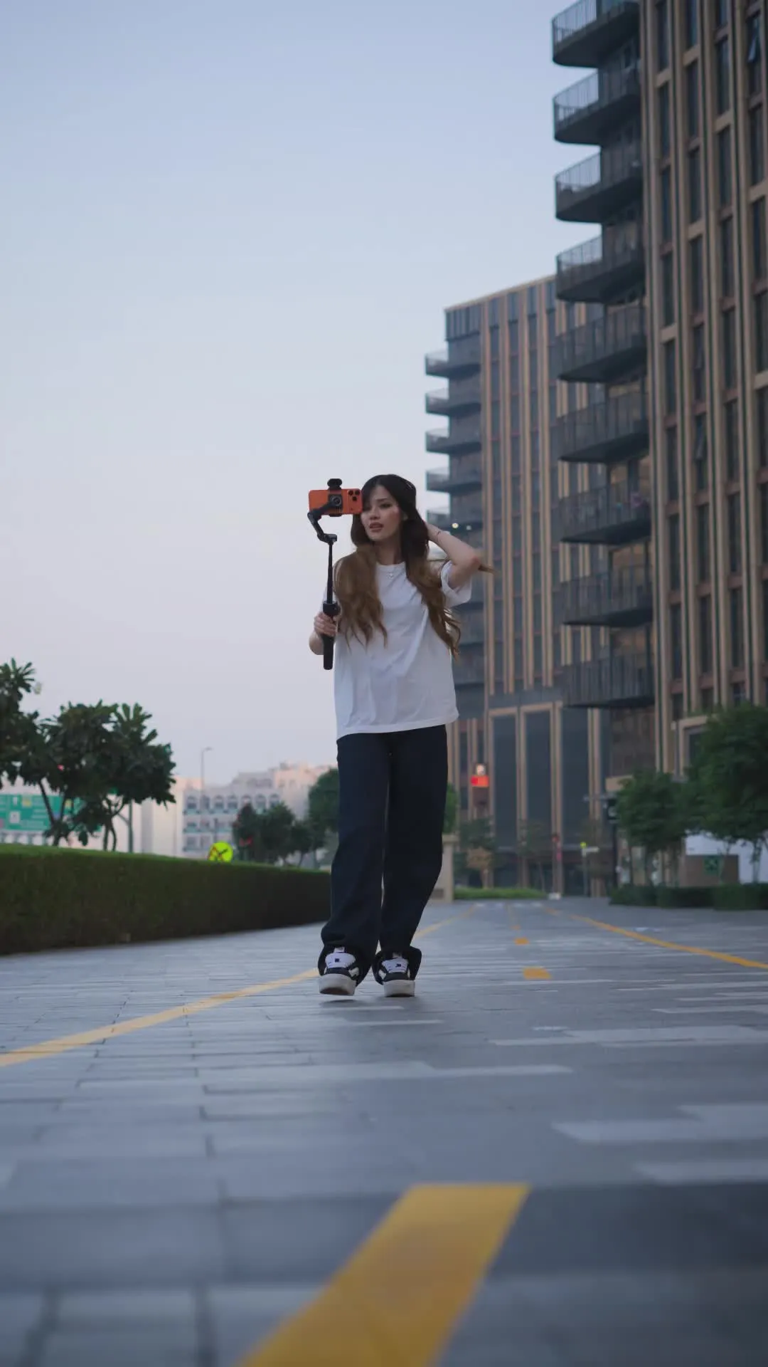 Porodo Velocam 3-Axis Gimbal Stabilizer with 6 Shooting Modes, Up to 10 Hours Working Time, USB-C Charging Port, 20cm Extension Rod, 2×800mAh Batteries, Foldable Design, Smart Face Tracking, Focus Control Wheel - Black