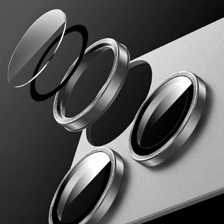 Levelo Trio Pro Camera Lens Protector for iPhone 17 Pro Max, Anti-Glare Coating, Scratch Resistant, Ultra-Clear Glass, Oleophobic Coating, Double-Sided AR Glass, Detachable Camera Protector, 0.33mm Thickness - Silver