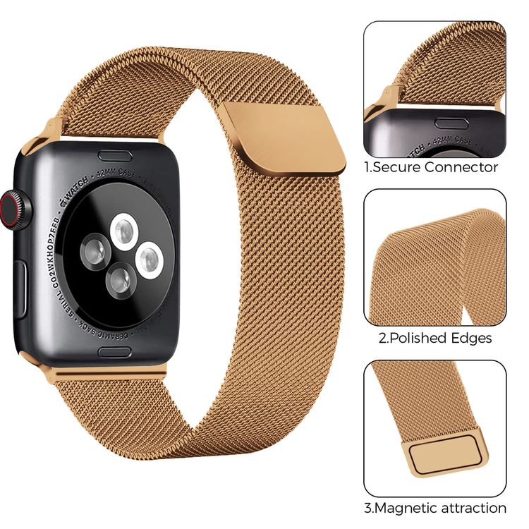 AhaStyle WG42-1-40MM-RD Magnetic Stainless Steel Milanese Mesh Loop Strap for Apple Watch 38 / 40mm - Rose Gold