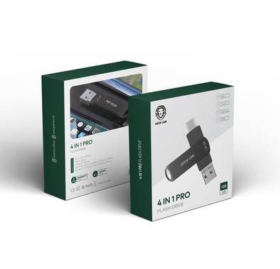 Green Lion 4 In 1 Pro Flash Drive - 128GB - Black