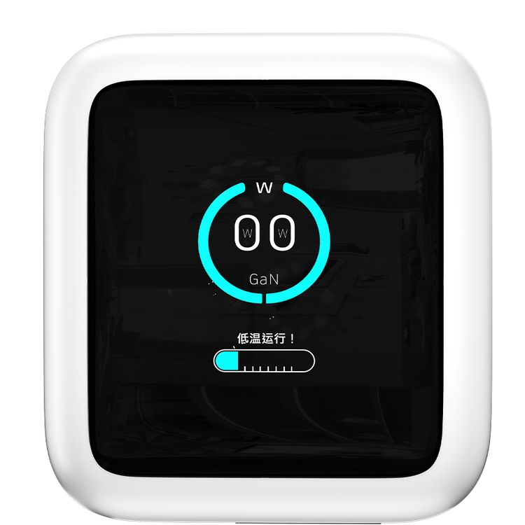 Powerology Halo Dual-Port GaN Charger with 80cm Retractable Type-C Cable, USB-A & USB-C Ports, 70W Max Output, GaN Technology, Smart Power Display, 3-Device Charging, 3-Pin UK Plug, Built-in Safeguards, Fast Charge Support - White