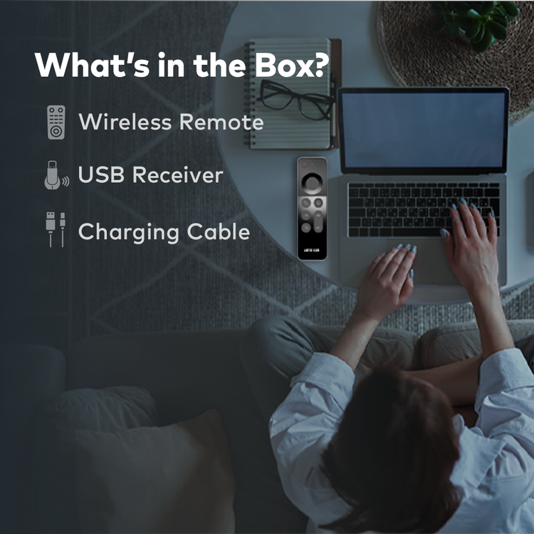 Green Lion 4-in-1 Wireless Remote With Wireless Keyboard, Air Mouse, IR Remote, Voice Control, 250mAh Battery, ABS Material, IR & 2.4GHz RF Connectivity, 58 Keys, 8-12m Control Range, Type-C Charging Port, 1.5 Hours Charging Time, 20 Days Working Time - Black