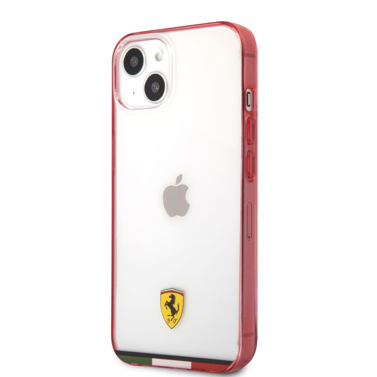 CG MOBILE Ferrari Italia Stripe Transparent Hard Case Print Logo Compatible for iPhone 13 (6.1") Scratches Resistant, Easy Access to All Ports