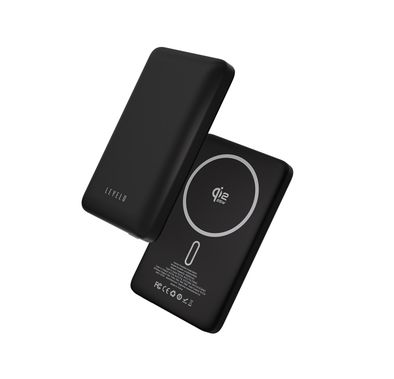 Levelo Vence 10000mAh Power Bank with Qi2.2 Technology, 25W Wireless Charging, Type-C Input & Output Port, Ultra-Strong Magnets, Pocket-Friendly, Travel-Ready, Type-C to Type-C Cable Included, Fast Charging, Ultra-Compact Design, Consistent Power - Black
