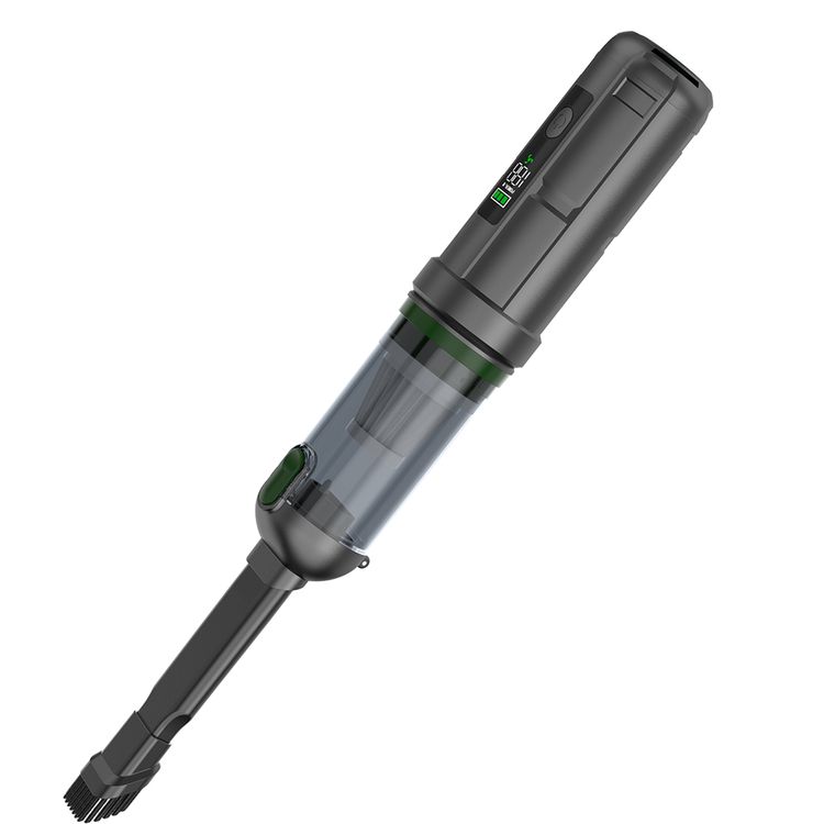 Green Lion GLV-15 Vacuum Cleaner with 100W Rated  Power, Digital Display, 3 Speed Levels, DC Brushless Motor, 200mL Dust Capacity, 6000mAh Battery Capacity, USB-C Charging Port, Home Cleaning, Car Maintenance, Electronics Cleanup, 15kPa High Suction - Gray