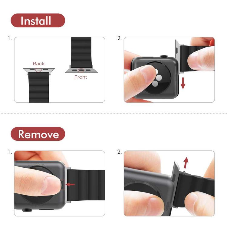 AhaStyle Rugged Design Premium Silicone Watch Band 40mm, Comfortable and Durable to Wear, Adjustable Strap, Silicone Wrist Band Strap Compatible for Apple Watch Series 5/4/3/2/1