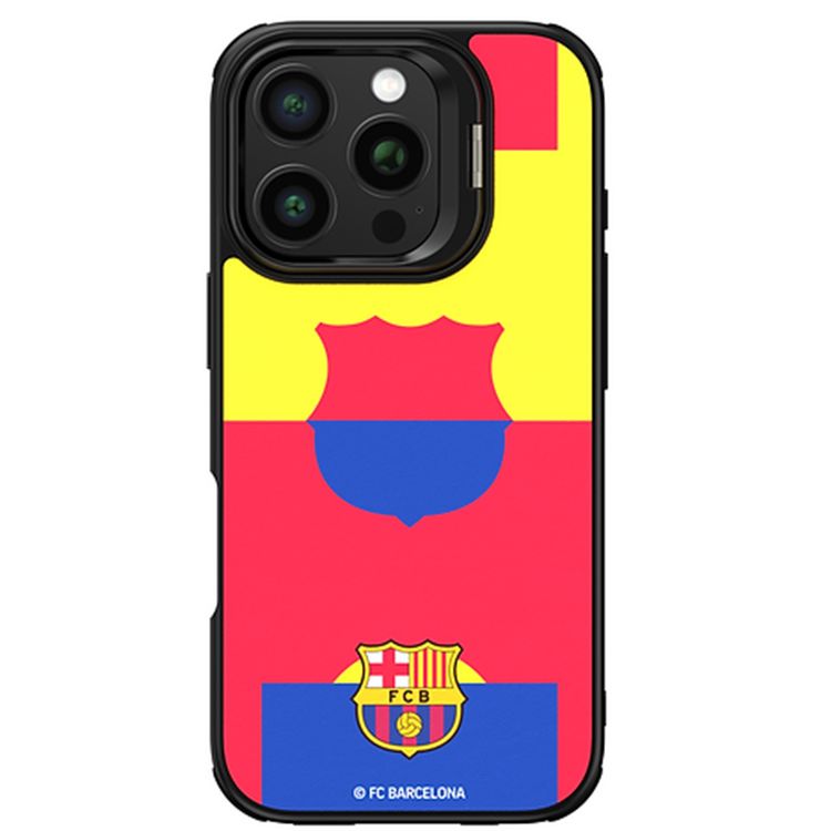 جراب مغناطيسي لنادي برشلونة لكرة القدم لهاتف iPhone 16 Pro مع توافق MagSafe، حامل مدمج، مادة جلد صناعي فاخر، مغناطيس نيوديميوم، حماية ضد الصدمات، مصنوع يدويًا - متعدد الألوان