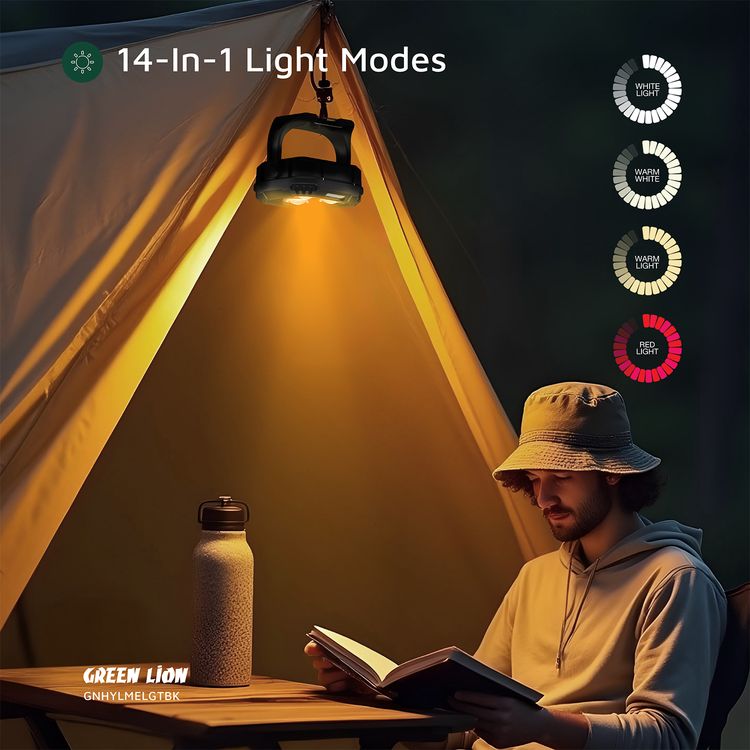 Green Lion Hyper Lume Working Light with 5400mAh Power Bank, 180° Adjustable, Magnetic Attachment, 1000lm Brightness, Battery Indicator, USB-C Charging - Black 