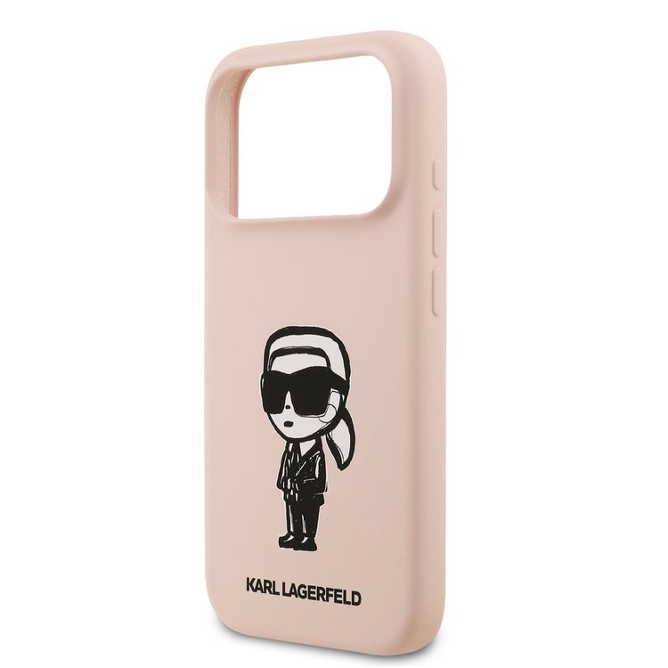 Karl Lagerfeld Liquid Silicone Case with Karl Sketch for iPhone 17 Pro, Comfortable Grip, Sustainable Packaging, Easy Snap-On, Drop Protection, Slim Profile & Lightweight Design - Pink