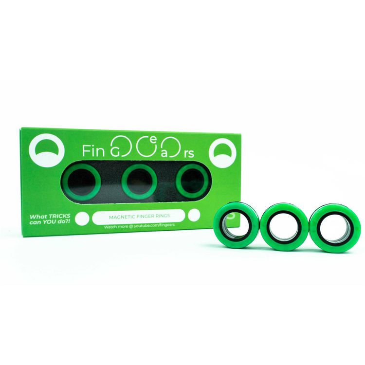FinGears Magnetic Fidget Rings, Pack of 3, Relieves Stress and Anxiety, Freestyle Magnetic Spinner Ring for Adults, Small - Green/Black
