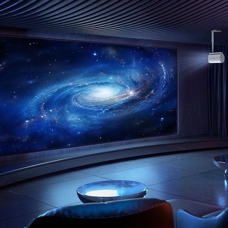 Porodo Lumos Smart HD Projector with Adjustable Telescopic Stand, 100" Ultra Wide Screen, Android 13, Remote Controller, 2.69" LCD Panel Size, ×1 HD Multimedia & ×1 USB-A & ×1 Audio Inerface, 50"-100" Projection Size, 1.2-4m Projection Distance, Cinematic Screen Viewing - White