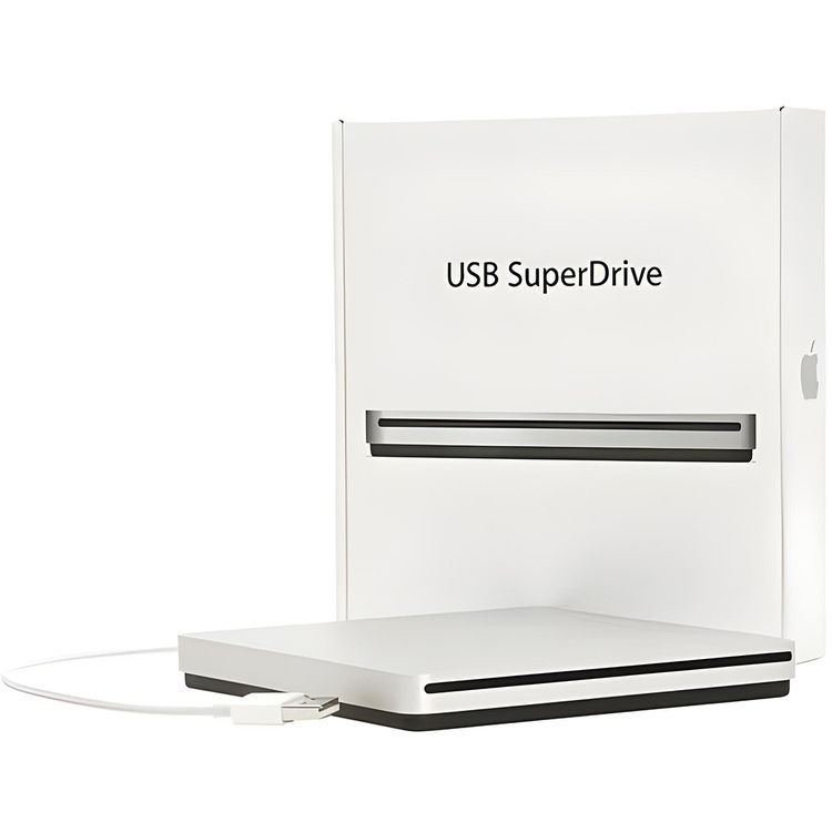 Apple USB SuperDrive with USB-A Connector, Supports CDs, DVDs & Dual-Layer DVDs, Compatible with MacBook Pro, MacBook Air, MacBook 12", iMac, Mac Mini, Mac Pro - Silver