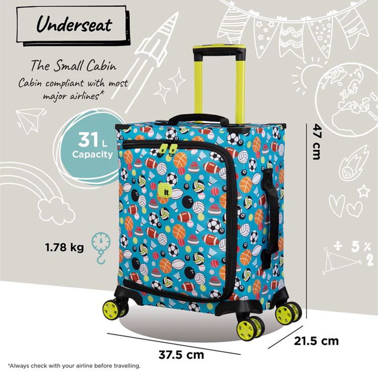 it Luggage Kids Maxpace Luggage, 31L Capacity, 8 Spinner Wheels, Telescopic Handle - Ocean Blue