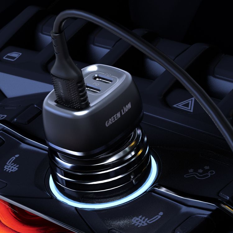 Green Lion Car Charger QC+PD+PD 50W - Black