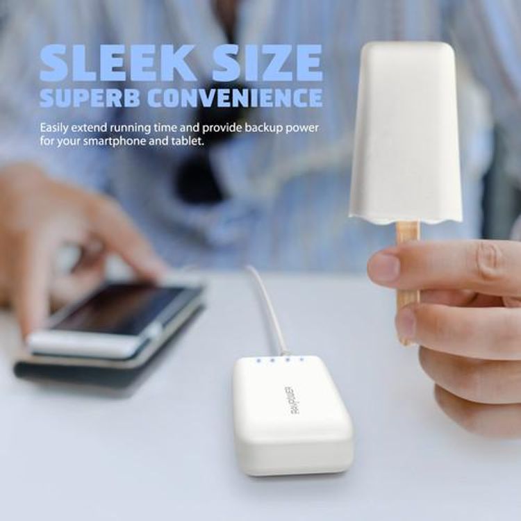 باور بانك RAVPower سعة 6700 مللي أمبير مع تقنية iSmart 2.0، مؤشرات بطارية LED مدمجة، تصميم بحجم راحة اليد، مدخل Micro-USB 2A ومخرج USB-A 2.4A - باللون الأبيض