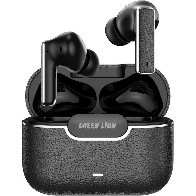 Green Lion River Plus True Wireless Earbuds with ANC + ENC Clarity, 2.4G Connector Included, Up to 7 Hours of Playtime, Smart in-Ear Detection, Bluetooth Version 5.4, -42dB Noise Reduction, 35 Hours Standby Time - Black