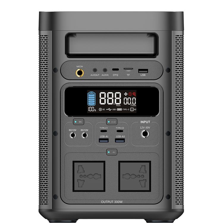 Powerology Portable Power Generator with Integrated HIFI Sound System, Dual USB-C, Dual USB-A & Dual DC Outputs, Micro SD, Microphone & AUX Inputs, 30W Power Delivery & 85W Speaker Power - Black