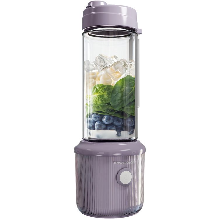 Powerology Press & Refresh Portable Blender with 450mL Capacity, 126W Motor Power, Sharp Steel Blades, Leakproof, BPA-Free Material, 16500RPM Motor Speed - Lavender