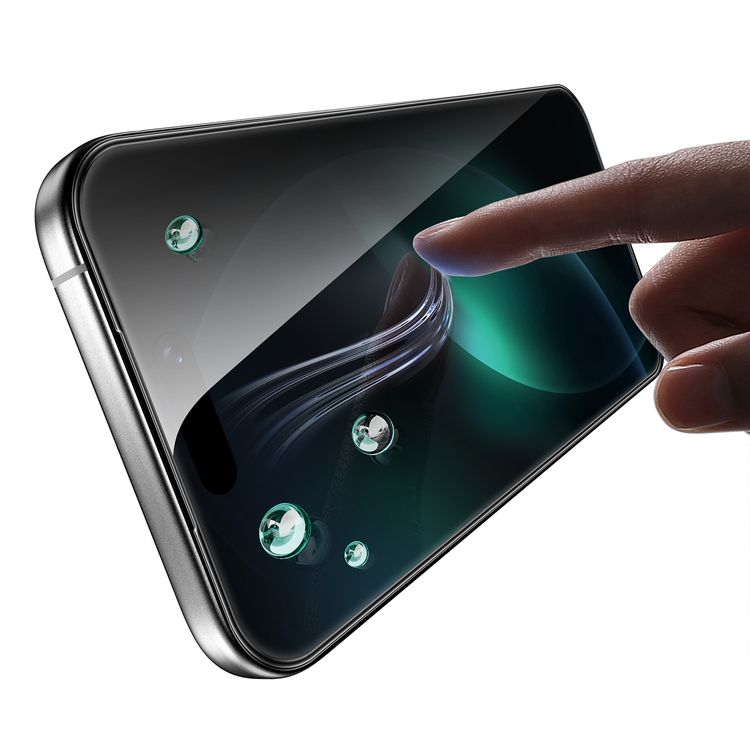 Green Lion 3D Silicone Plus Privacy Edge Glass for iPhone 17 Pro Max, Blocked Side Viewing, Anti-Scratch, Anti-Fingerprint, Grease Resistance, Air Bubble Prevention, Highly Responsive - Black