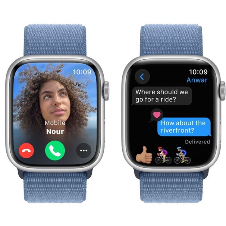 Apple Watch Series 9 [GPS 41mm] with Silver Aluminum Case & Winter Blue Sport Loop