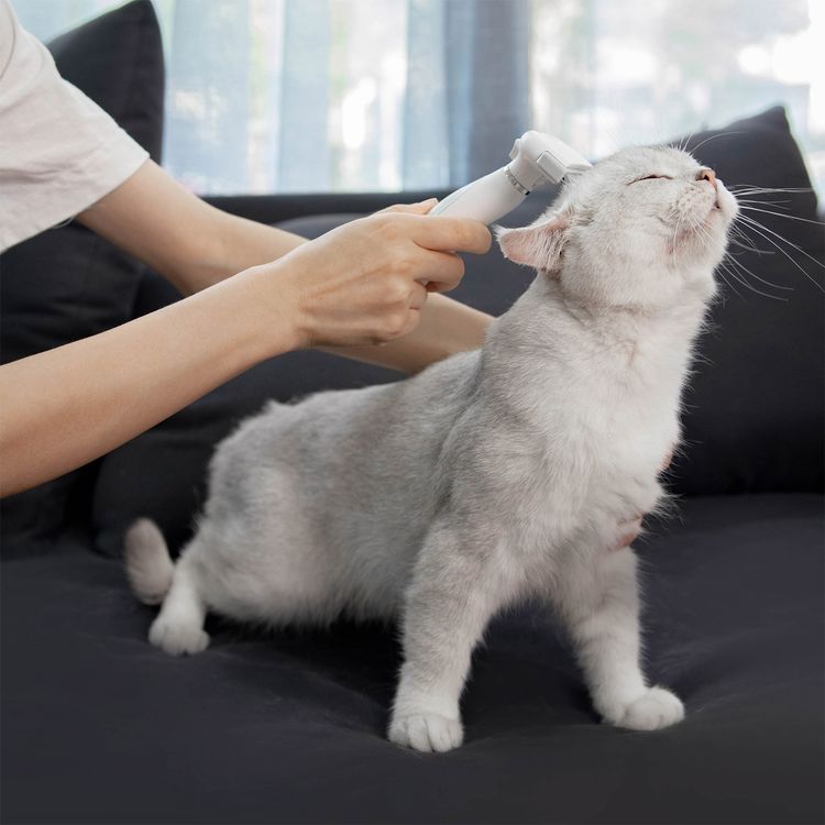Pawbby De-Shedding Brush with Anti-Slip Handle, Ergonomic T-Shape Design, 2 Control Channels, Designed for Cats & Dogs, Removable & Easy-to-Clean Blades - White