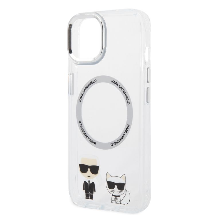 Karl Lagerfeld Magsafe PC/TPU Case with Ring Wireless Chargeable iPhone 14 Compatibility - White