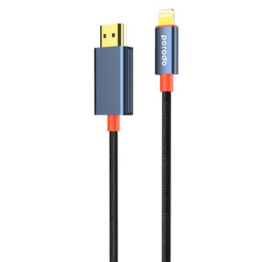 كابل بورودو المصنوع من سبائك الألومنيوم من لايتنينج إلى HDMI، بطول 2 متر، ودقة 1080 بكسل عالية الدقة، وتوصيل وتشغيل، وخالي من التشابك - أسود