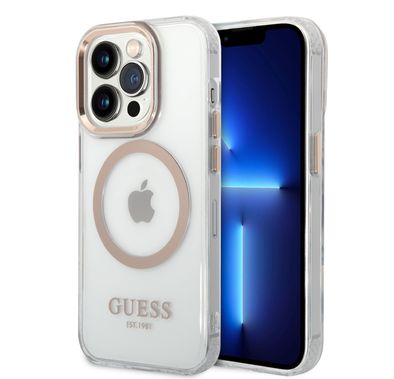 Guess Magsafe Compatibility Transparent Outline iPhone 14 Pro Compatibility - Gold