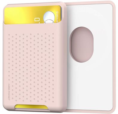 AhaStyle Silicone Card Wallet with Magsafe, Phone Back Slot Silicone Wallet Pouch Card ID & Credit, Card Holder for Apple iPhone 12 Mini, iPhone 12 / 12 Pro, iPhone 12 Pro Max Pink