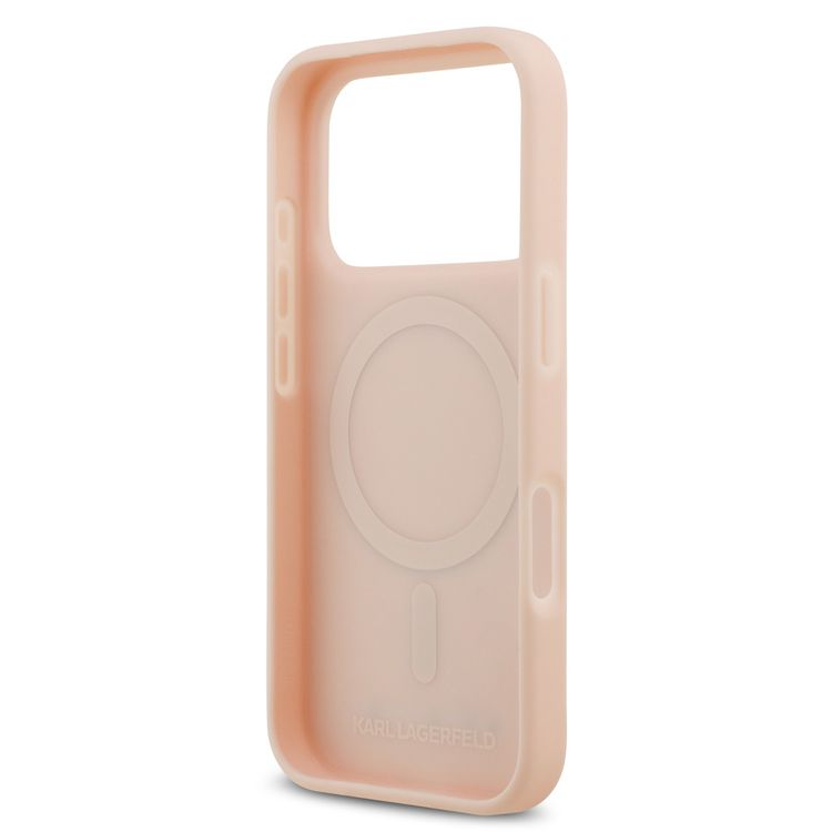 Karl Lagerfeld MagSafe Full Wrapped PU Leather Case with Karl Grain for iPhone 17 Pro Max, Slim Profile, Drop Protection, Easy Snap-On, Sustainable Packaging, Comfortable Grip, Lightweight Design - Pink