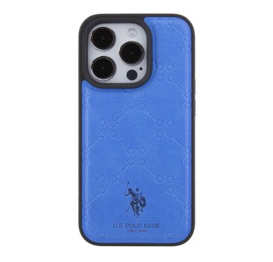 U.S.Polo Assn. PU Leather HS Pattern Case for iPhone 15 Series - Blue - iPhone 15 Pro Max