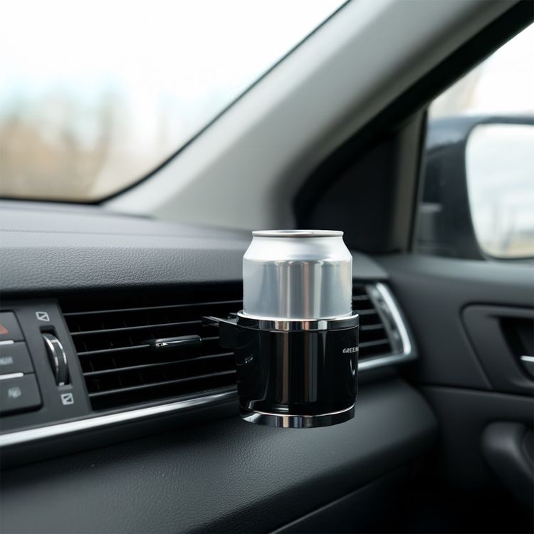 Green Lion Car Air Vent Cup Holder Organizer with 73mm Cup Diameter, 360° Airflow Friendly, Tool-Free Installation, Secure Grip Hold, Fits Horizontal Vent, Space-Saving Design, Spill-Free Driving, Quick Clip-On Mount, ABS + PC Material - Black