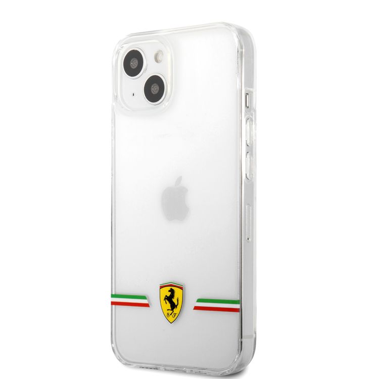 CG MOBILE Ferrari Transparent Case Italia Wings Print Logo Compatible for iPhone 13 Mini (5.4") Scratches Resistant, Easy Access to All Ports