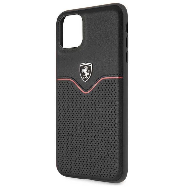 CG MOBILE Ferrari Leather Hard Phone Case Victory Compatible for iPhone 11 Pro Max (6.5") Shock Resistant Mobile Cover Officially Licensed - Black