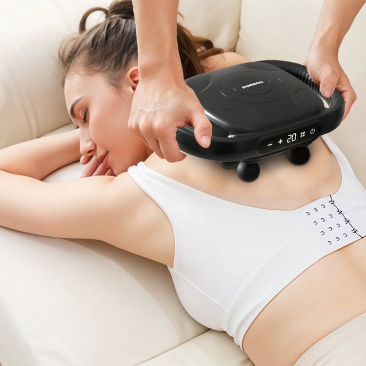 Porodo Lifestyle Power Pulse 8-Head Massage Gun with Red Light Therapy, 9 Speed Levels, 2 Hours Working Time, 3200 RPM Motor Speed, 25W Rated Power, 1500mAh Battery Capacity, USB-C Charging Port, Timed Massage Sessions, Deep Muscle Relief - Black